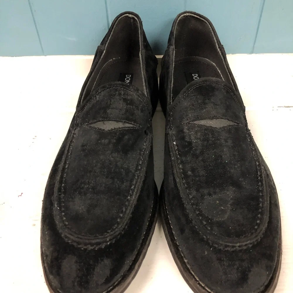 Donald J Pliner Zvian Loafers Men’s Size 8.5 M, Black‎ Distressed Velvet 3182